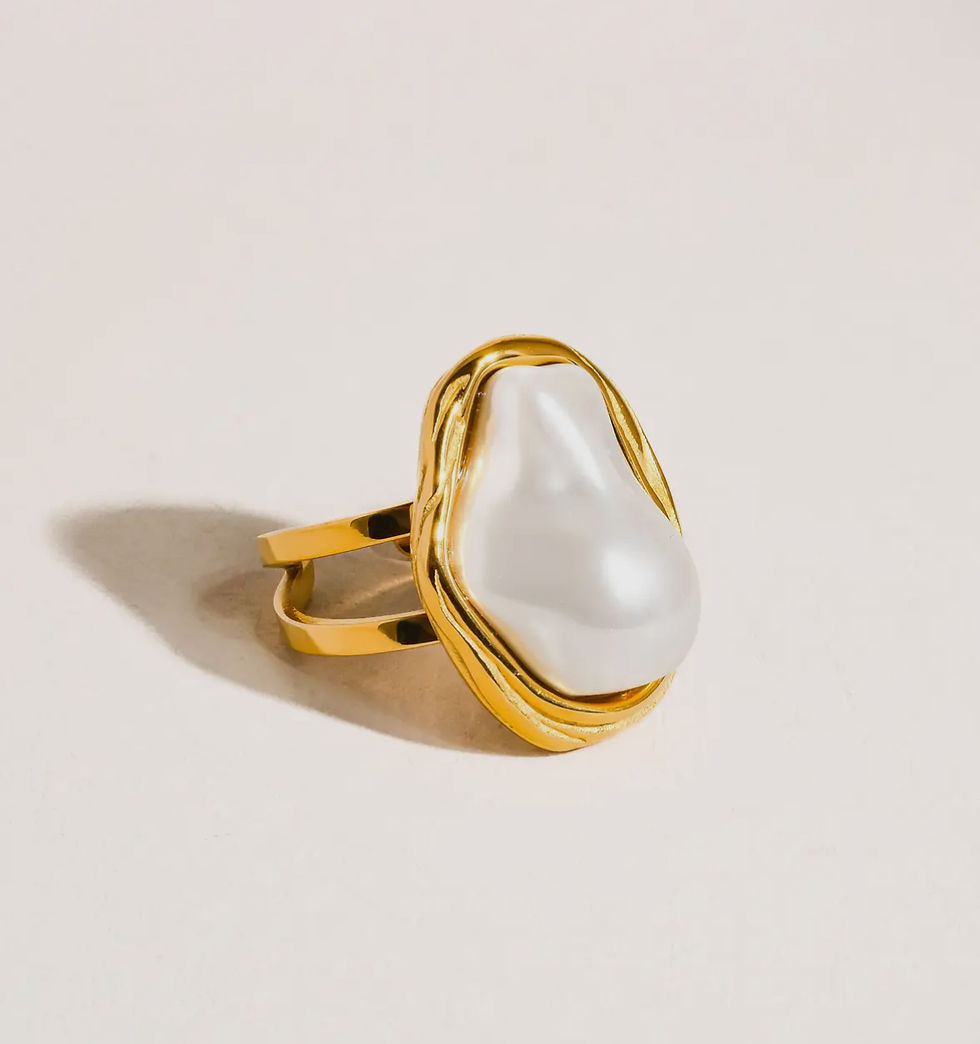Thumbnail:  18K Oceana Gold Statement Pear Earrings Non-Tarnish 