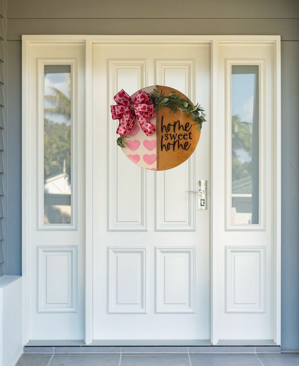 Thumbnail: Home Sweet Home Hearts 18” Wood Door Sign