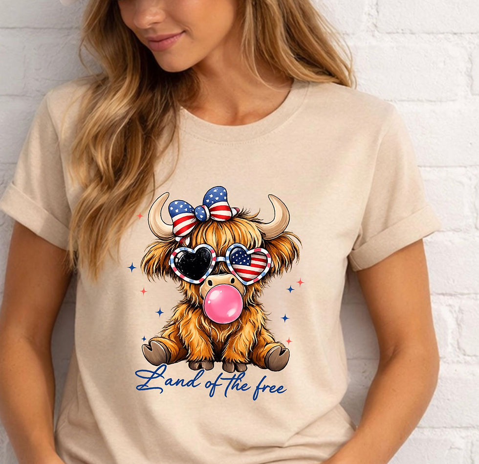 Thumbnail: Land of the Free Highland Cow Shirt