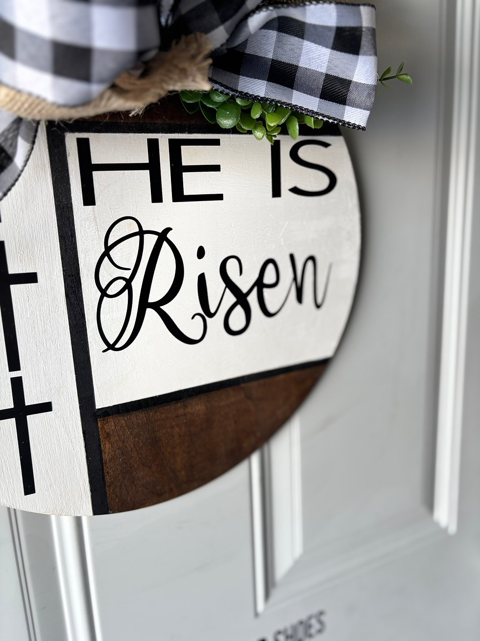 Thumbnail: He Is Risen 18” Wood Door Sign