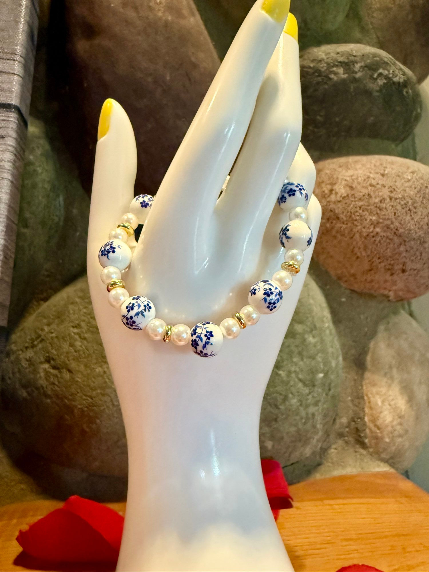 Genuine Pearl 18K Gold Floral Handmade Bracelet