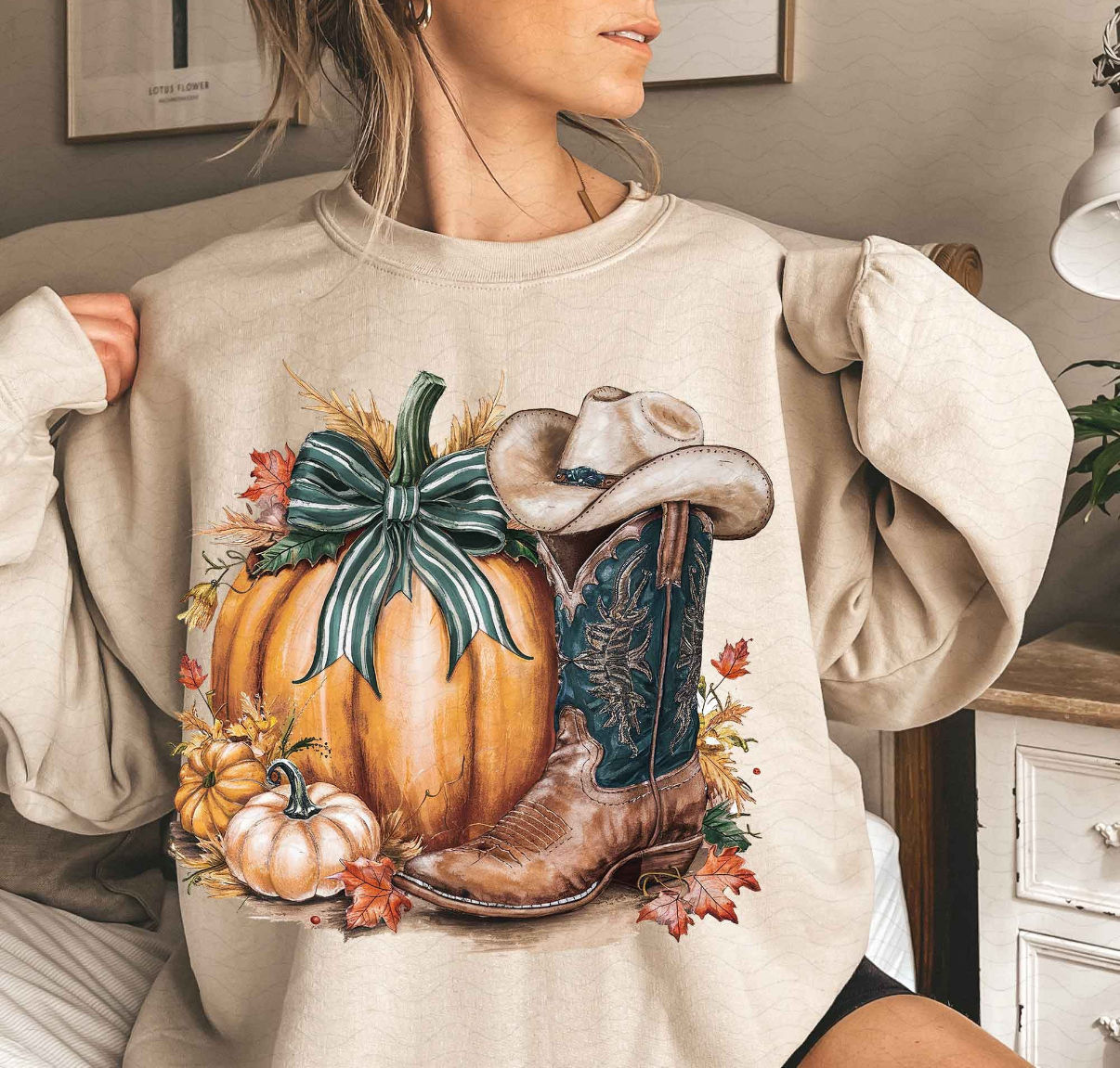 Cowgirl Boots & Pumpkins Fall Shirt