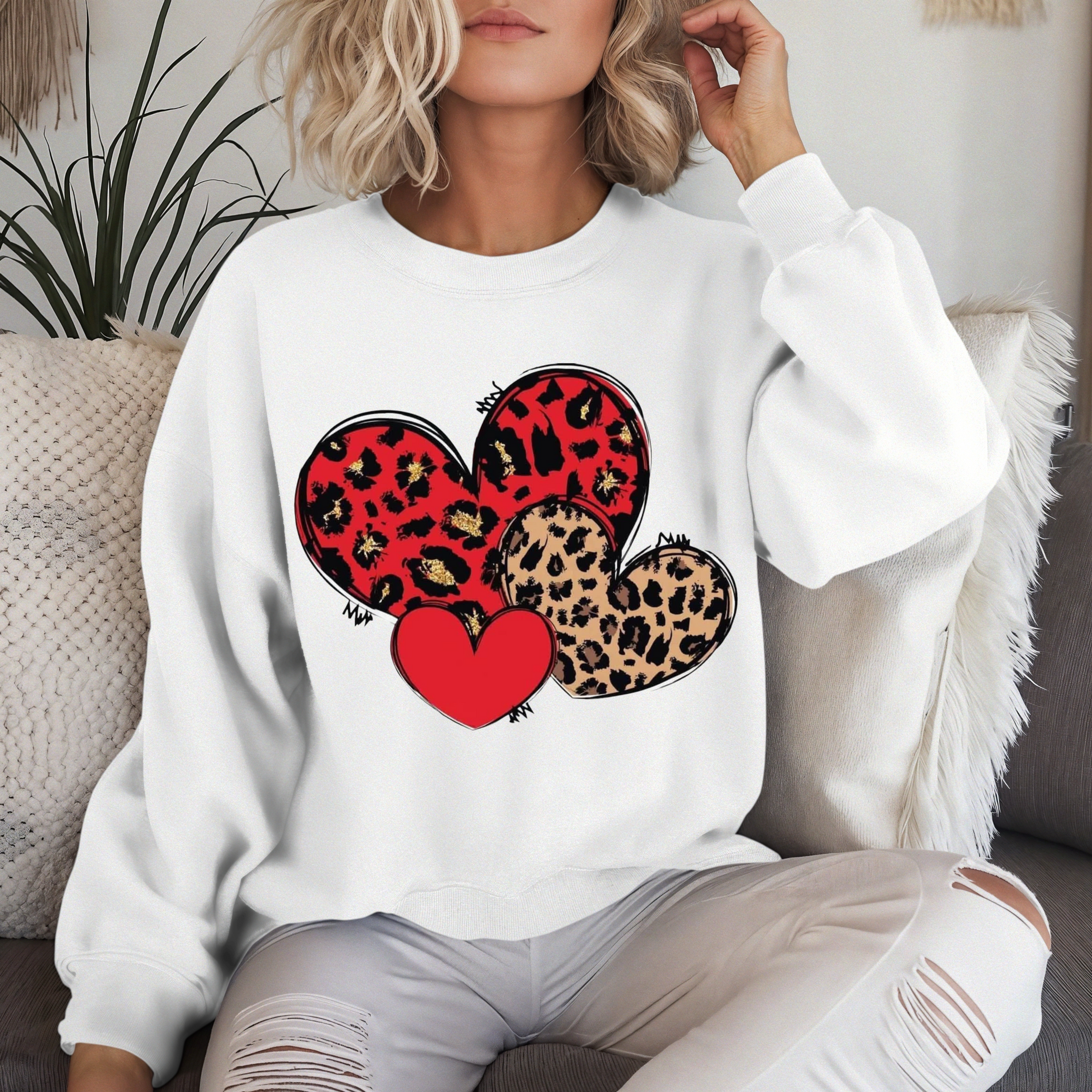 ‘Leopard Trio Hearts’ Sweatshirt/Hoodie