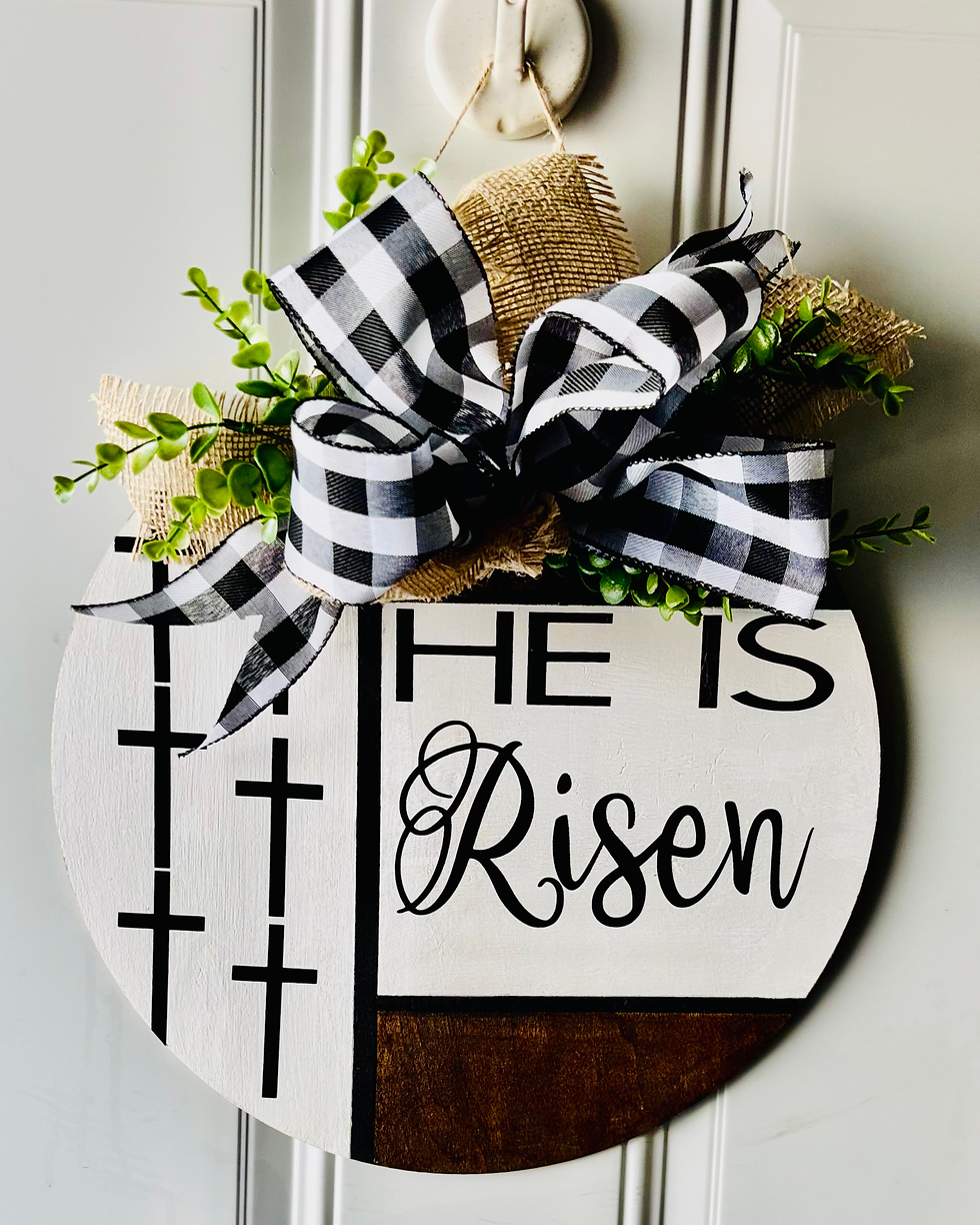Thumbnail: He Is Risen 18” Wood Door Sign