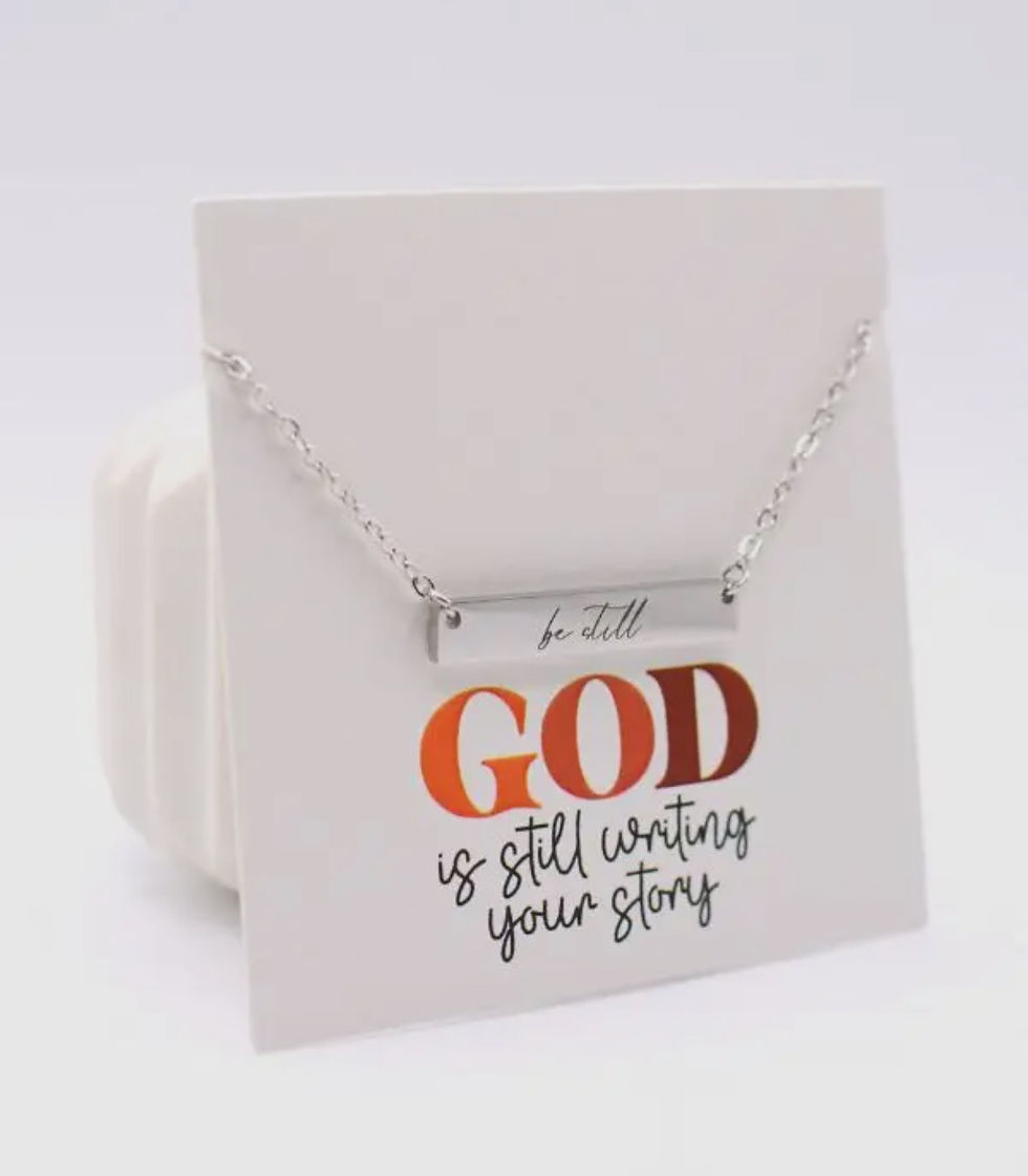 Thumbnail: Be Still Silver Bar Christian Necklace