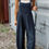 Thumbnail: Blue Plaid Print buttoned Pocketed High Waist Overall 