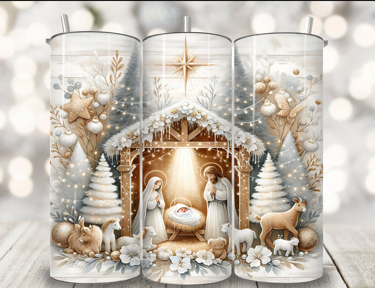 Christmas Nativity Scene 20 oz Skinny Tumbler