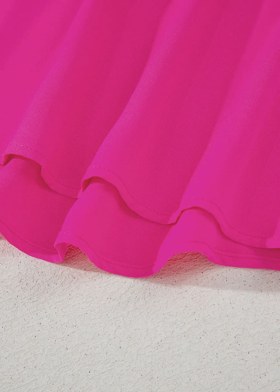 Thumbnail: Bright Pink Seamed Back High Low Hem V-Neck Cuffed Sleeve Plus Size Tee