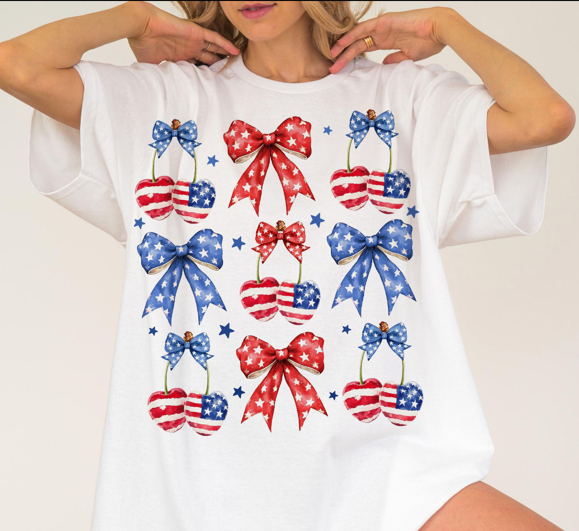 USA Coquette Bows & Cherries Shirt