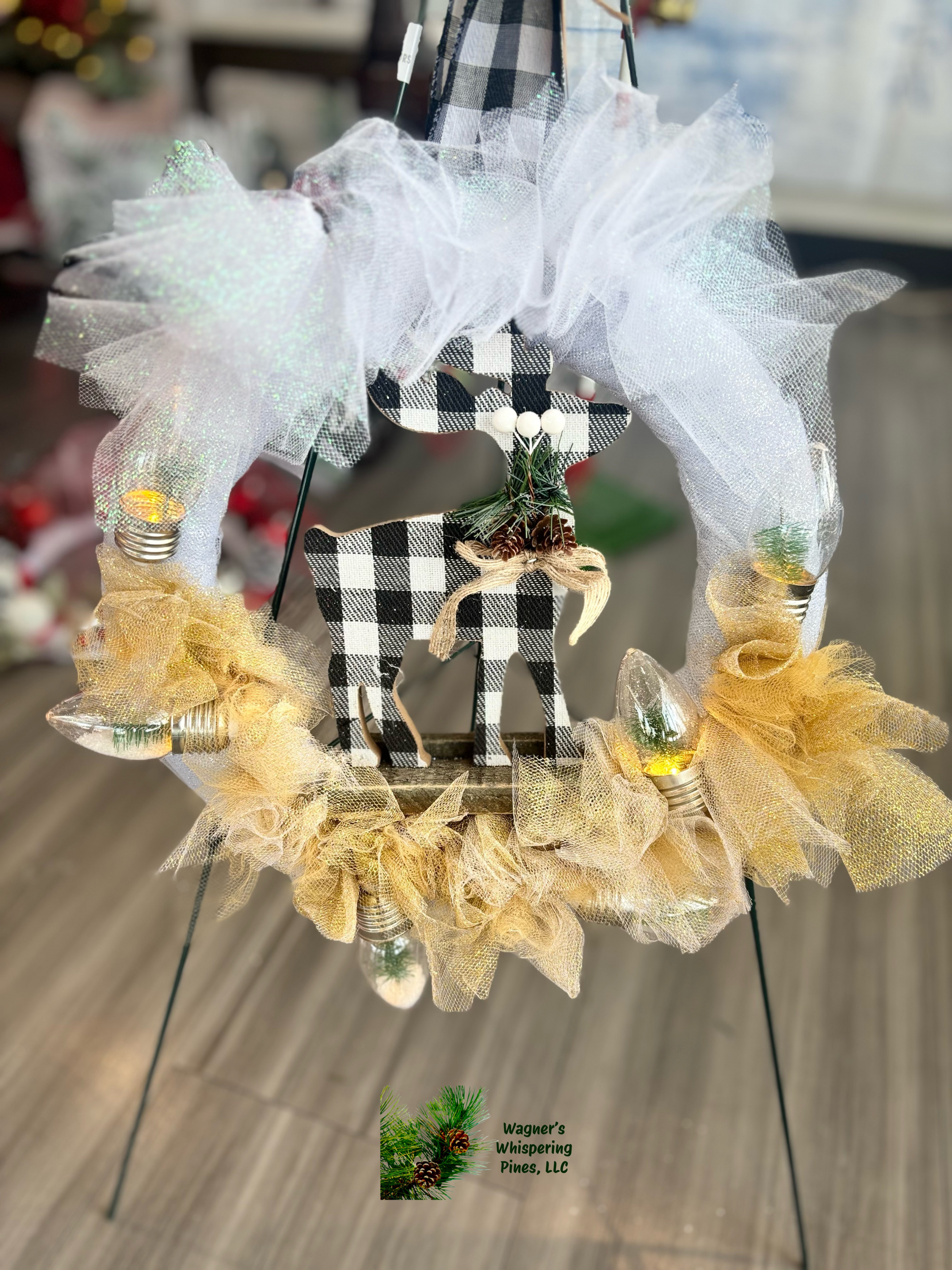 Have Yourself a Moose Christmas Light-Up Wreath