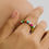 Thumbnail: 18K Gold Colorful Thin band Ring Non-Tarnish 