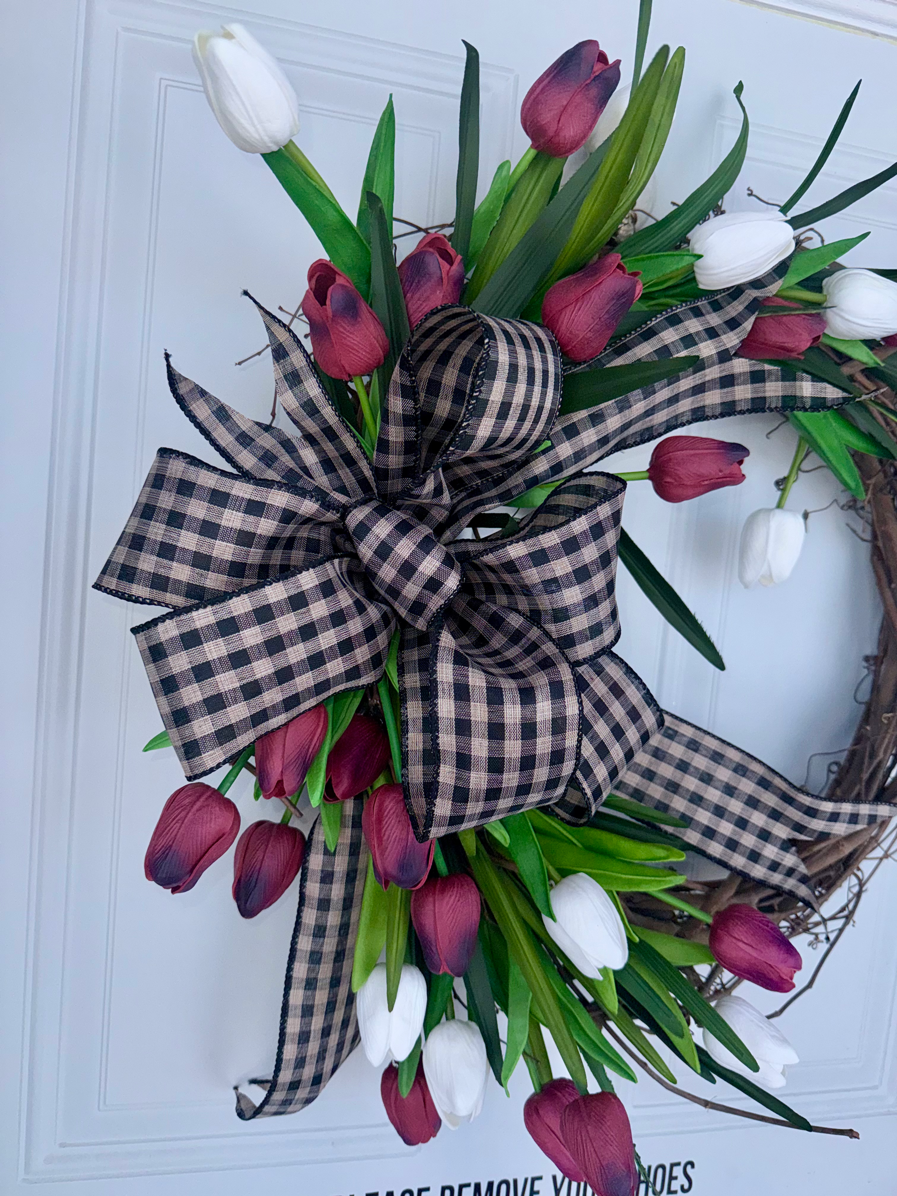 Wine & Tulips Handcrafted Real-Touch Grapevine Wreath