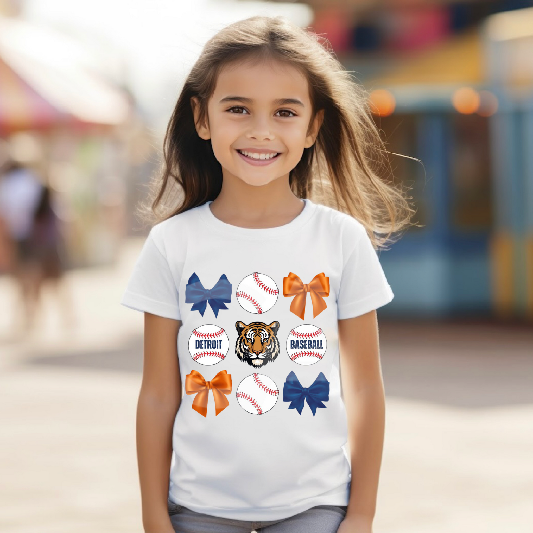 Detroit Tigers Baseball Coquette Toddler Youth Shirt