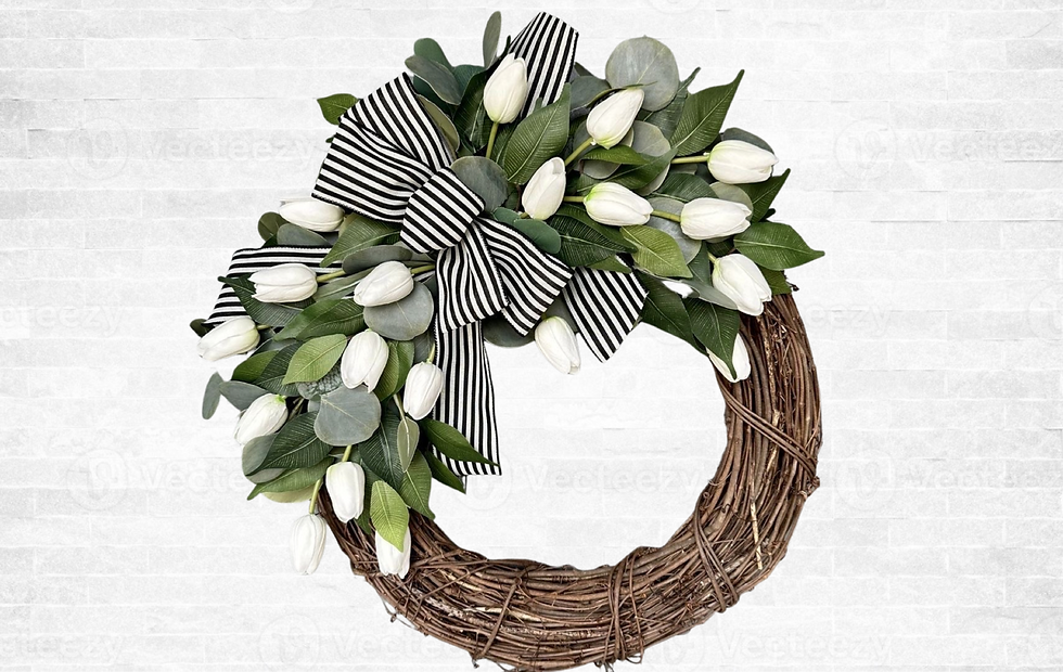 Thumbnail: Tulip Fields Handcrafted Real-Touch Grapevine Wreath