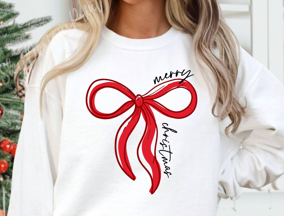 Merry Christmas Coquette Bow Shirt