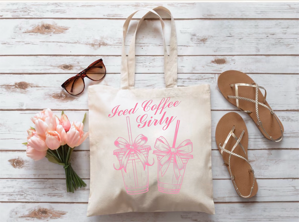 Thumbnail: Iced Coffee Girly Tote Bag