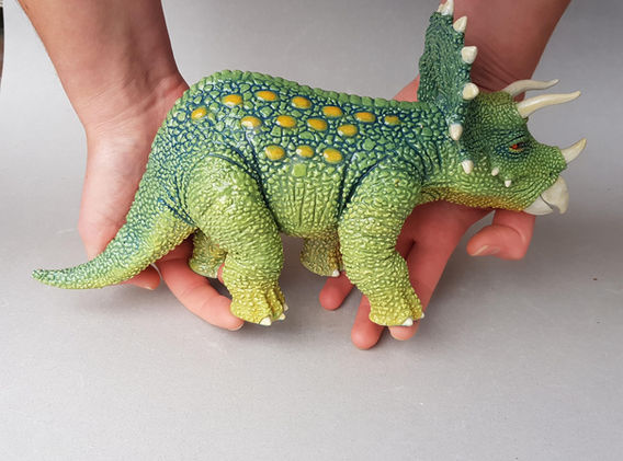 dinosaur ceramic sculpture handmade triceratops