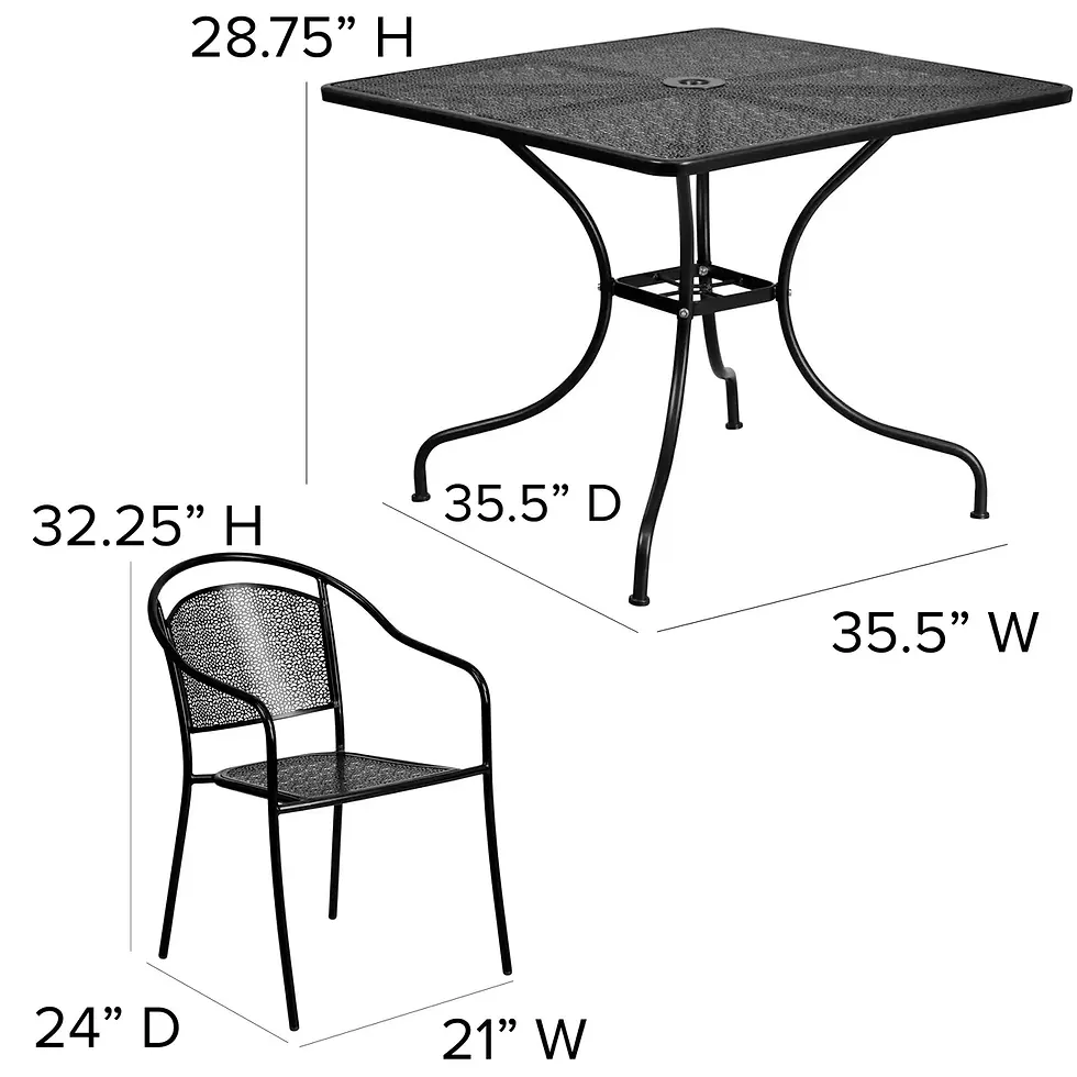 Thumbnail: Steel Mesh Square Table & 4 Round-Back Armchairs