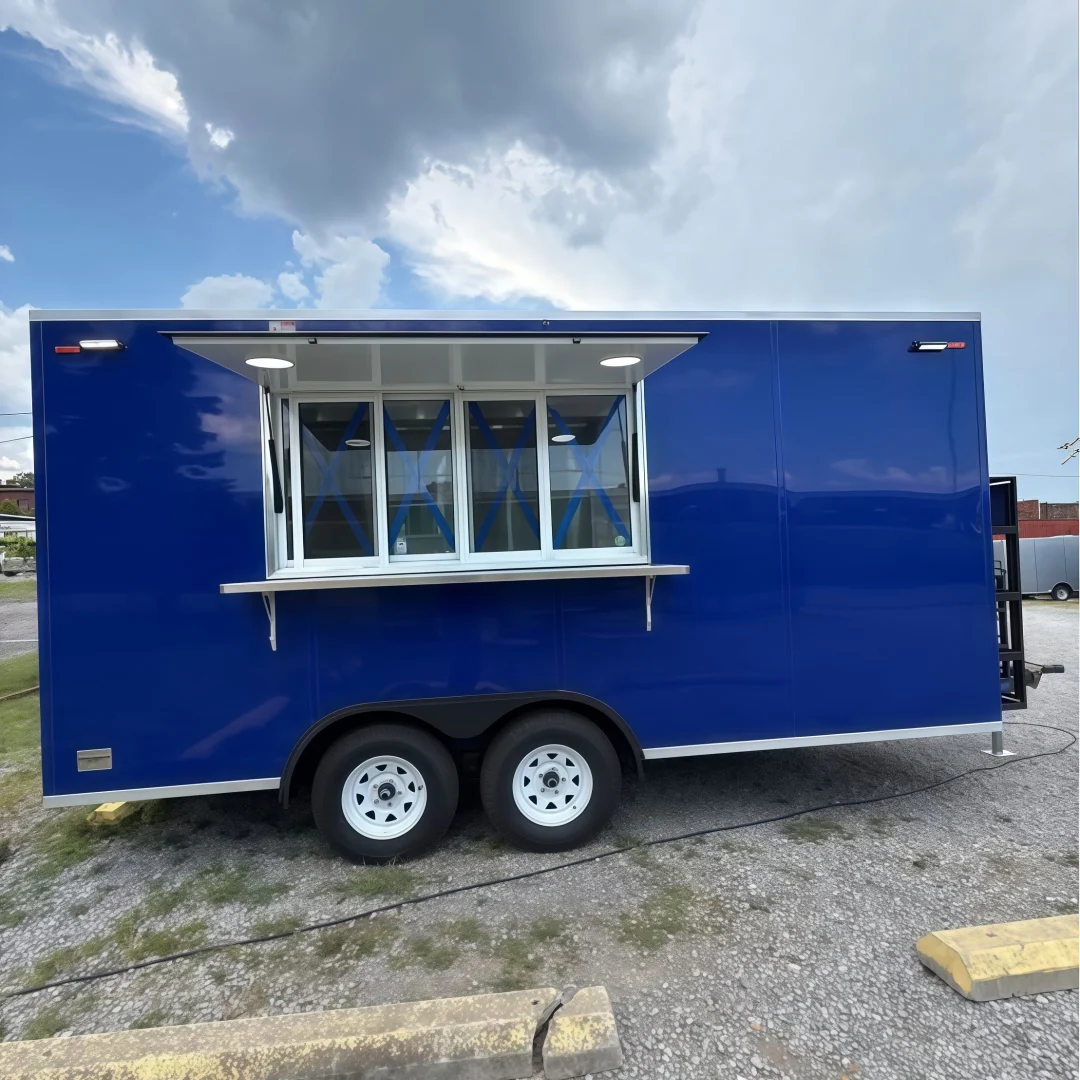 13.1ft (4m) Bright Blue Pro-Series Food Trailer – Dual-Axle Catering Hub