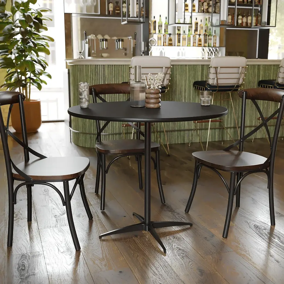 Thumbnail: Commercial Round Black Wood Cocktail & High-Top Bistro Table