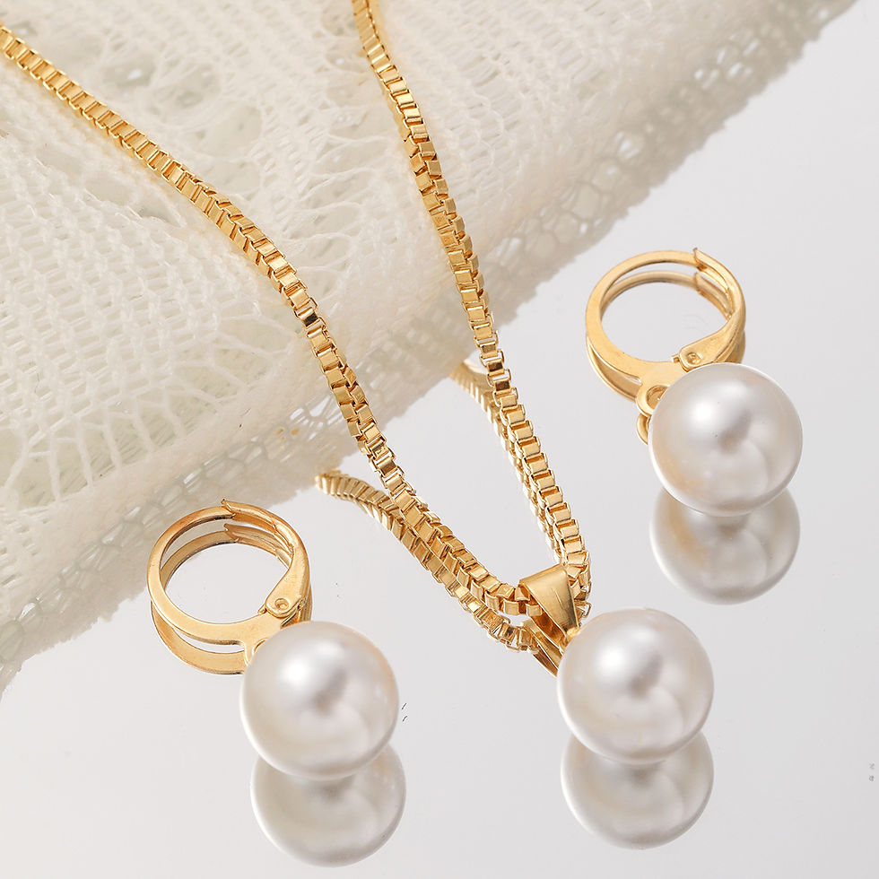 Thumbnail: LATS 3 Pcs/Set Round Pearl Pendant Necklace For Women Exquisite Fashion Rhinesto
