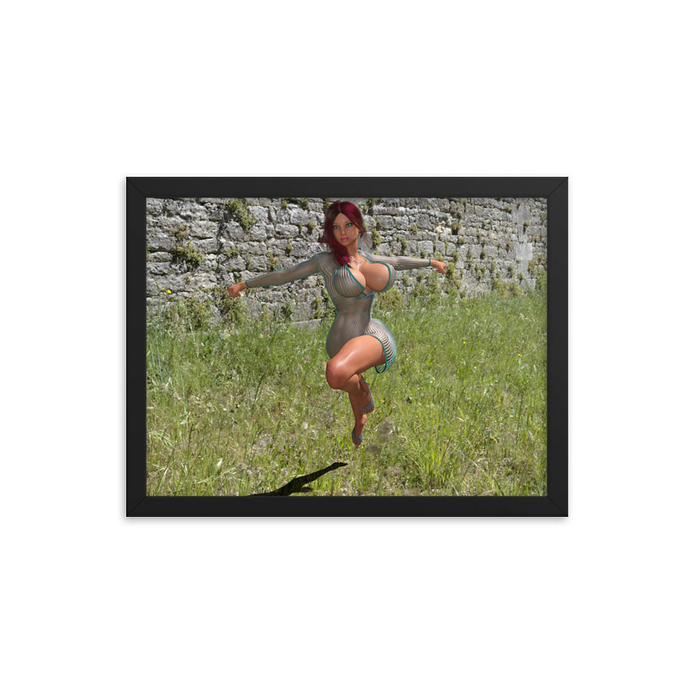 Thumbnail: Sexy Juliana Elressa Agaia Field Wall Attacks Attacking! Framed Print!