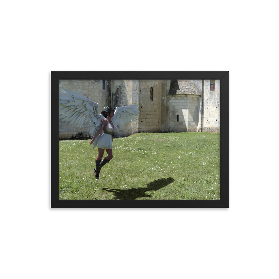 Thumbnail: A Sexy Goddess Angel Hovering Over Castle Field Print Framed Image!