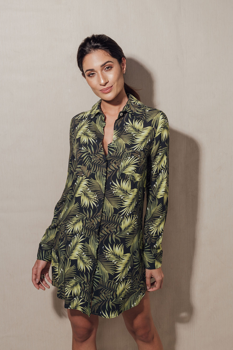 Chemise Ilha Bela Tropical Folhagens