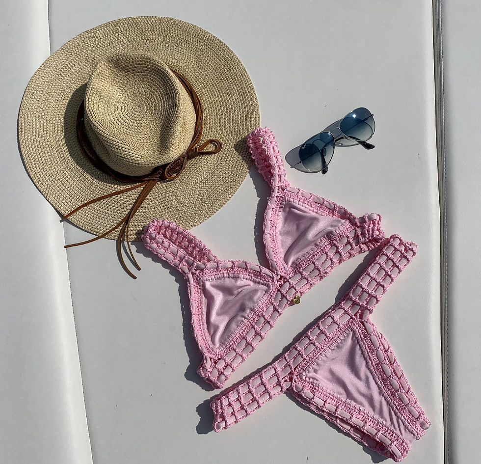 Crochê Hit Rosa Bebê Dupla Face Branco