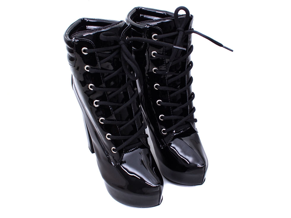 Thumbnail: Bota Coturno Meia Pata Verniz Preto - Preto