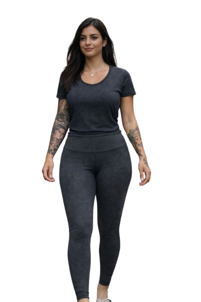 Calça Legging Cintura Alta Sem Transparência – Cinza Mesclado | Moda Urbana Bras