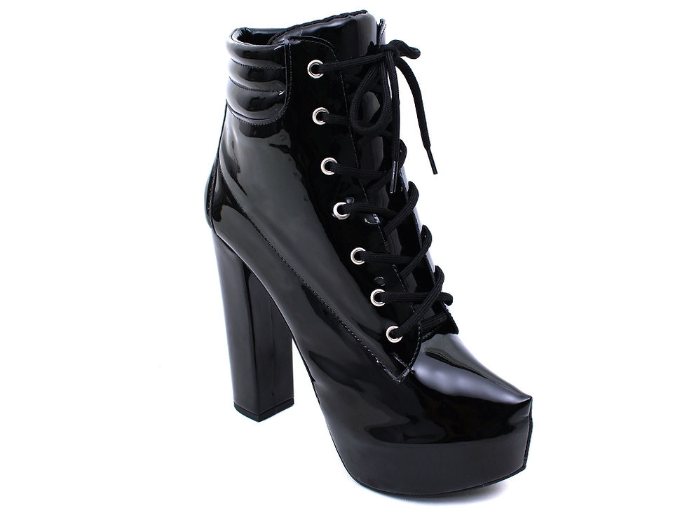 Thumbnail: Bota Coturno Meia Pata Verniz Preto - Preto