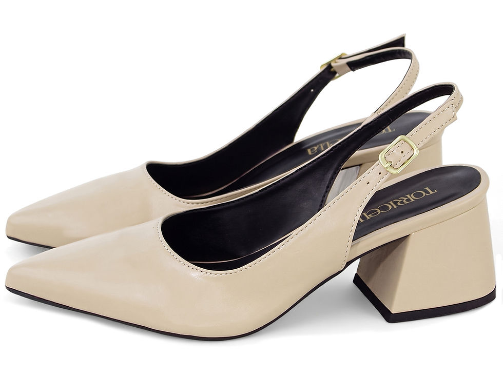 Thumbnail: Sapato Scarpin Slingback Salto Bloco - Bege