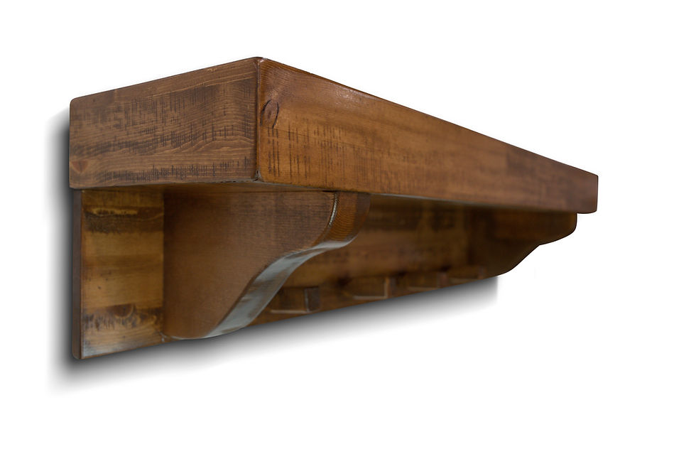 Thumbnail: Rough Cut Wall Shelf with pegs in Early American Stain