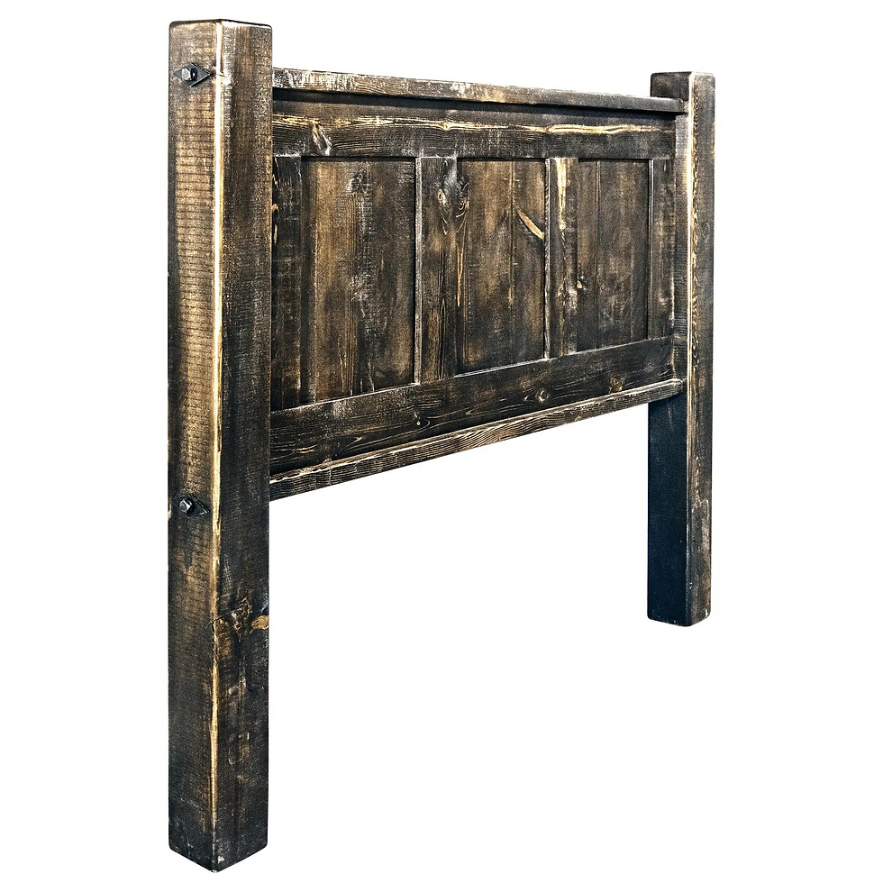 Thumbnail: Blackstone Panel Headboard - Iron Accents - Jacobean