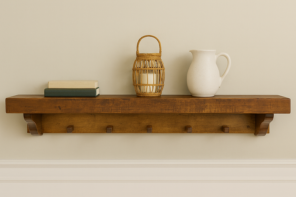 Thumbnail: Rough Cut Wall Shelf with pegs in Early American Stain