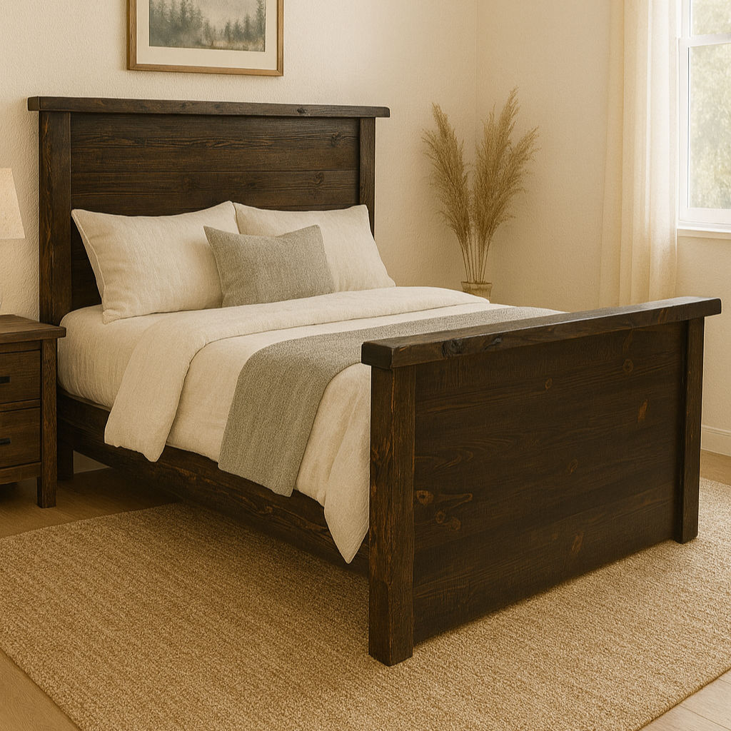 Apgar Rough Sawn Bed - Live Edge Accents - Jacobean