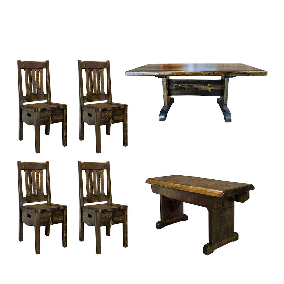 Thumbnail: Live Edge Dining Set 42"x72" - Jacobean 