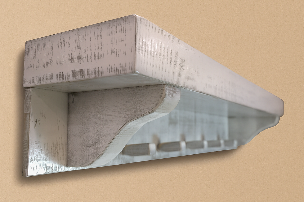 Thumbnail: Rough Cut Wall Shelf with pegs in Rustic White Finish
