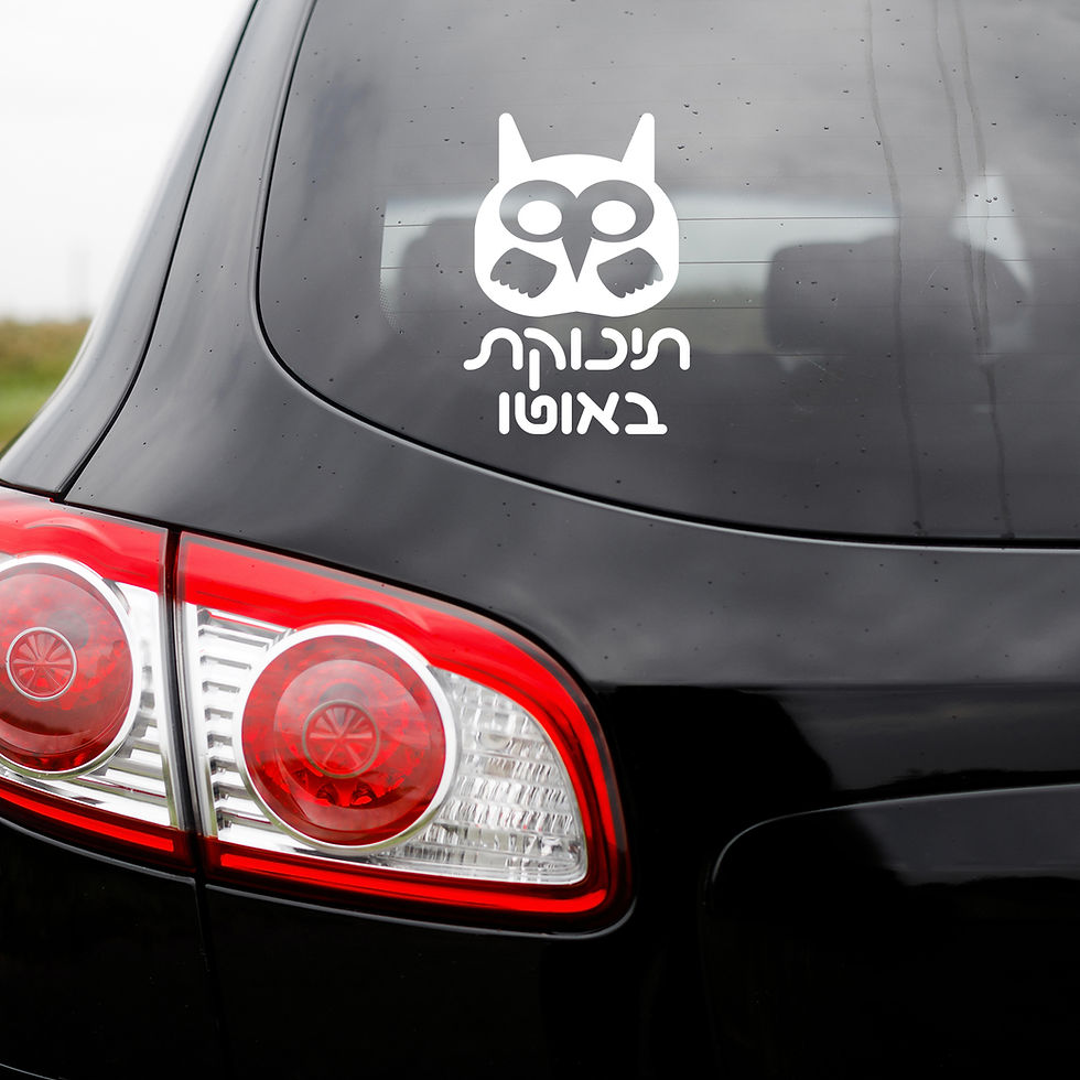 מדבקת חלון לרכב עם כיתוב תינוקת באוטו וינשוף