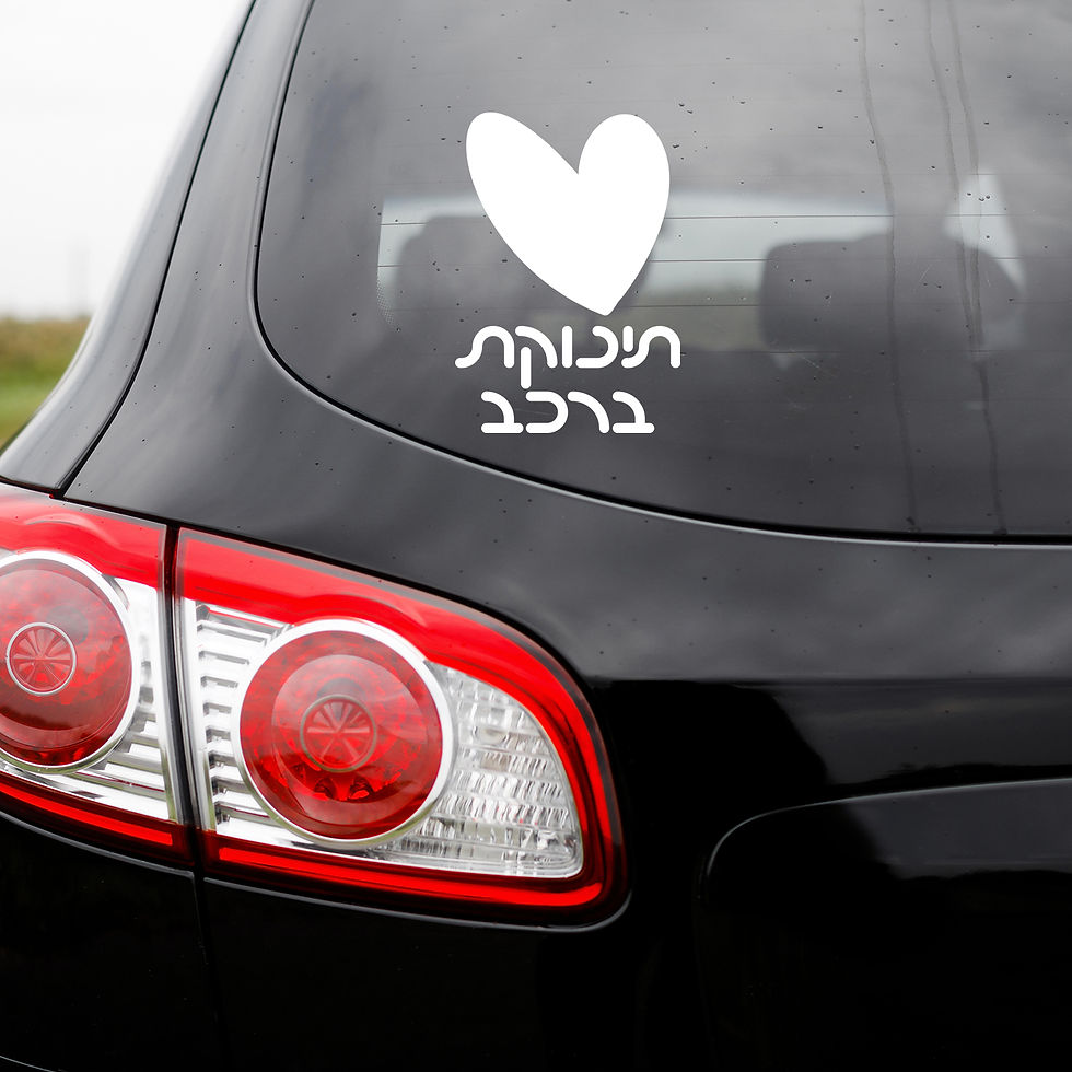 מדבקת חלון לבנה למשפחות, תינוקת ברכב ולב