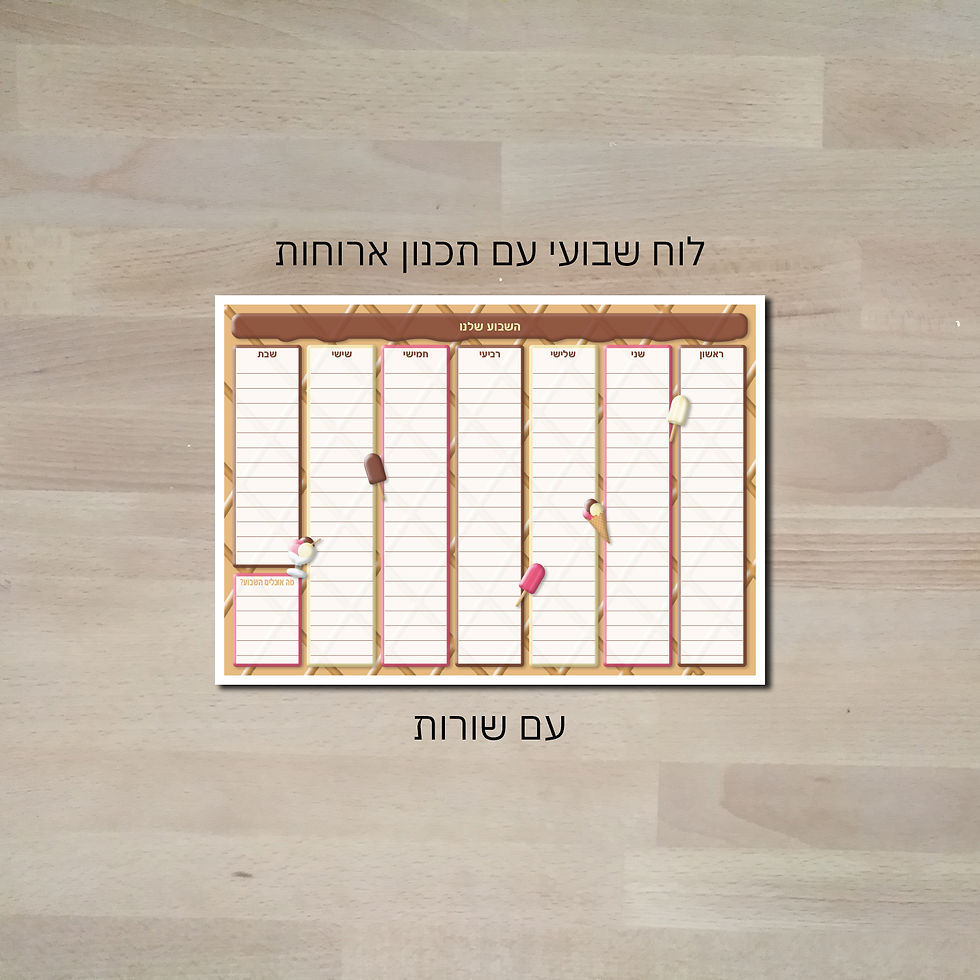 תמונה ממוזערת: לוח שבועי מגנטי בעיצוב גלידות בגרסת תכנון ארוחות עם משבצת מה אוכלים היום ושורות