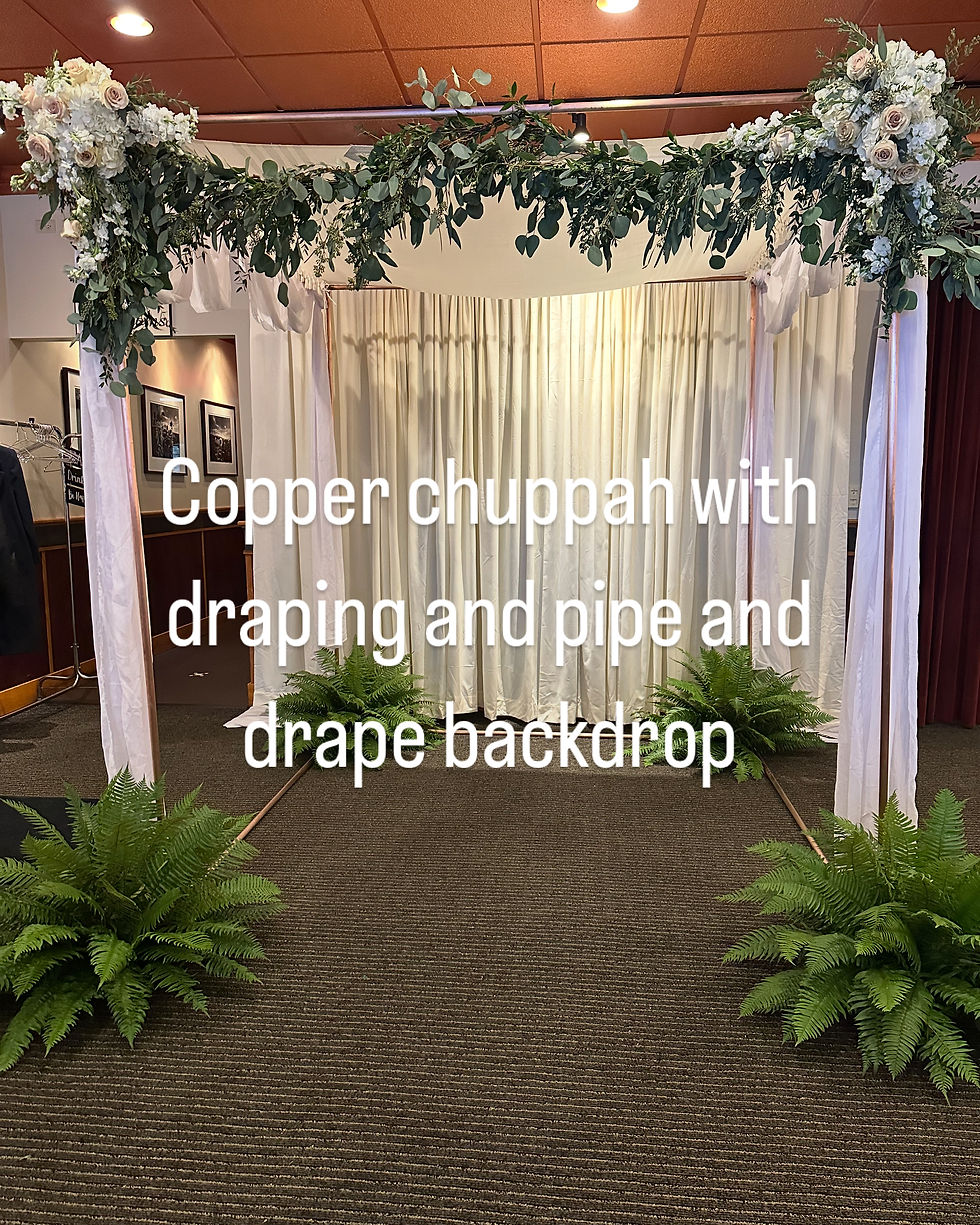 Copper chuppah with draping