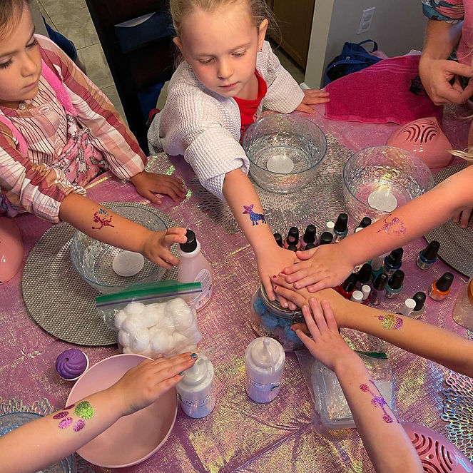 Sprinkles Kids Spa Pop Star Party with Glitter Tattoos and Nails