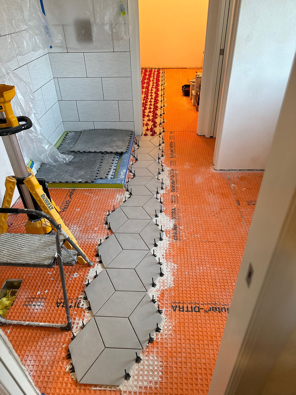 Laying Geometrical Tile over Schluter Ditra Mat