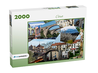 Boite de jeu puzzle vues de Céret façon patchwork