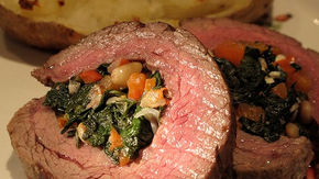 Carne rellena con verduras