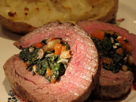 Carne rellena con verduras