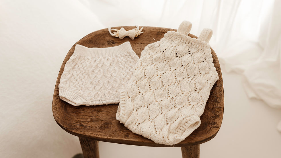 Cute chunky, natural knitted outfits for newborn baby