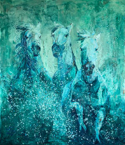 WILD HORSES IX Heike LIN Triebel Equinemalerei großformatig